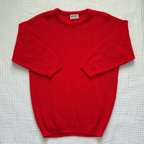 VTG Helen Sue Made in USA oversized red sparkly knit crew neck sweater Size M-L - Picture 6 of 14